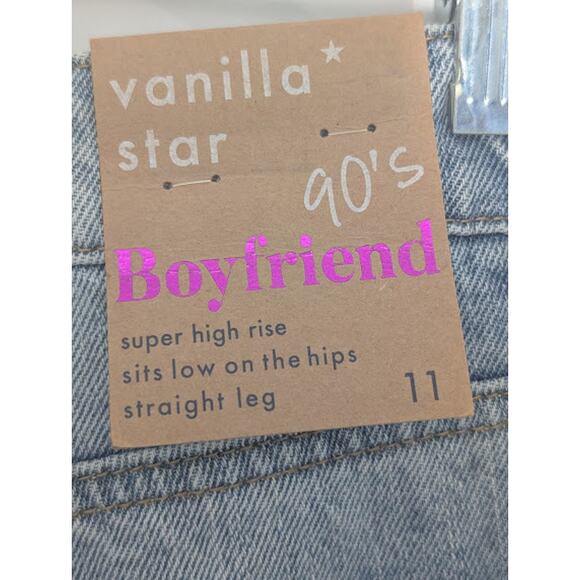 VANILLA STAR Juniors size 11 90s Boyfriend jeans super high rise Distressed NWT - Picture 6 of 7